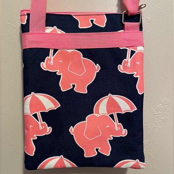 Simply Southern Small Canvas Shoulder Bag, Cross Body, Pink Elephants Umbrellas - Picture 7 of 10